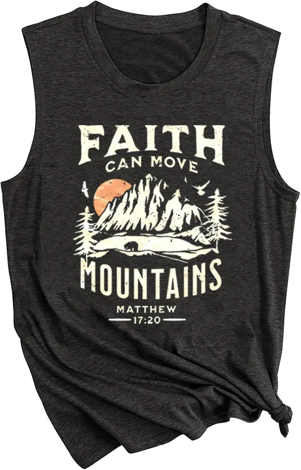 Faith Can Move Mountains Tank Top Women Christian Sleeveless Shirt Religious Faith Vest Shirt Camping Hiking Tee Tops