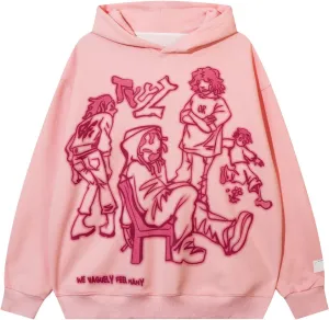 FantasyGears Mens Hoodies Y2k Oversized Graphic Hoodie Harajuku Vintage Jacket Hooded Pullover Sweatshirt For Women