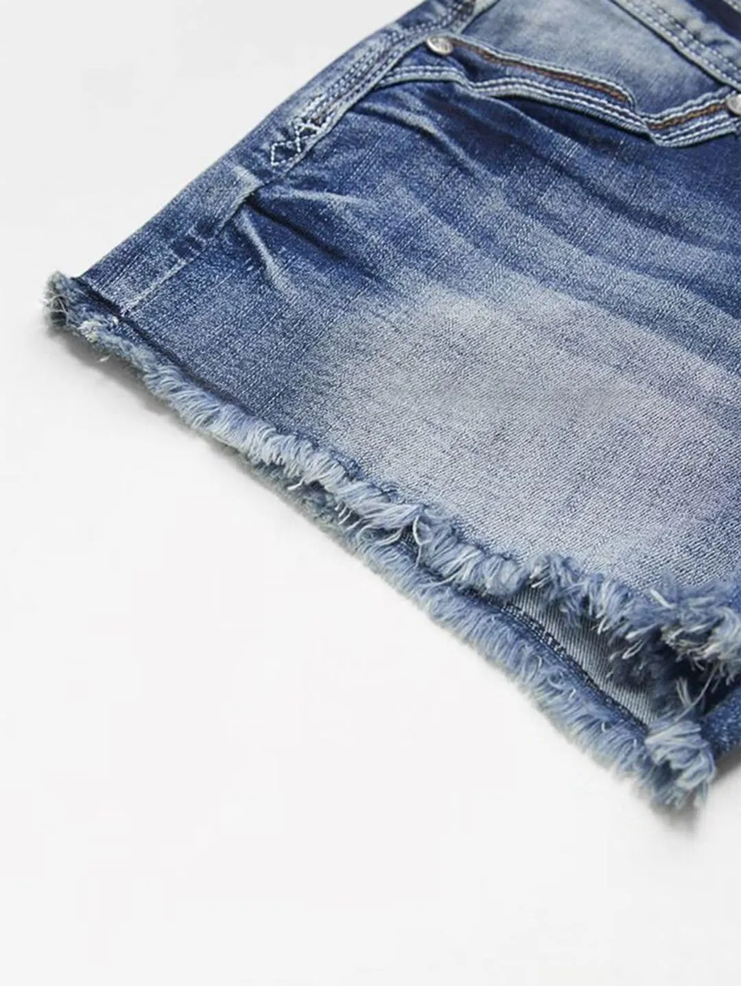Flamingals Women's Ripped Stretchy Jean Shorts Mid Rise Skinny Denim Shorts Distressed Frayed Raw Hem Casual Summer Shorts