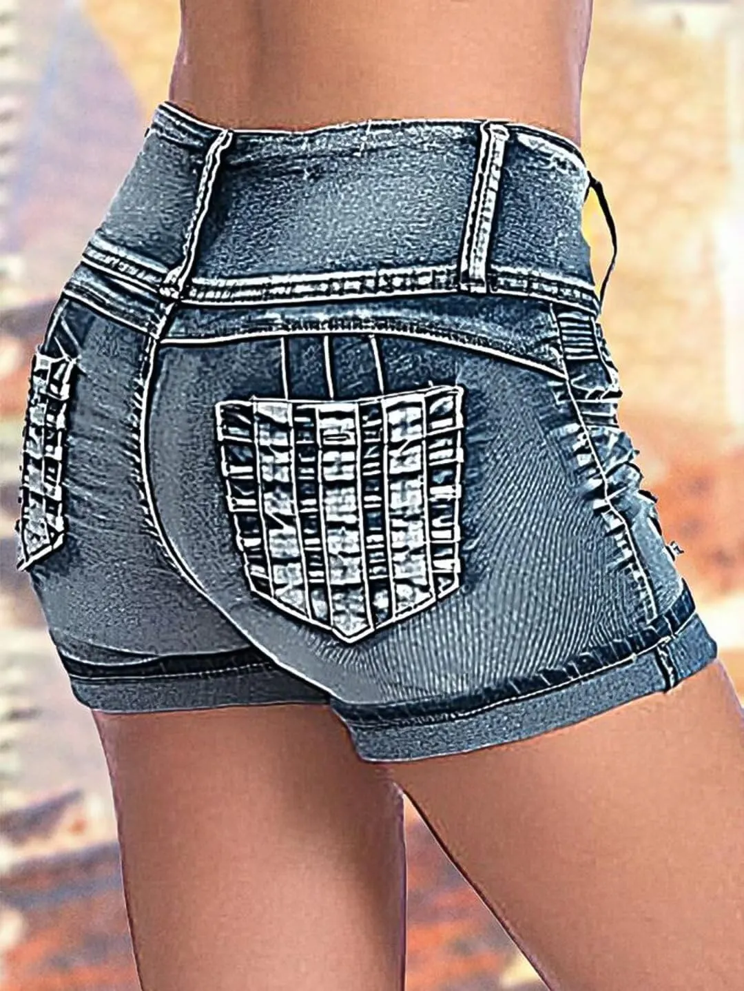 Flamingals Women's Ripped Stretchy Jean Shorts Mid Rise Skinny Denim Shorts Distressed Frayed Raw Hem Casual Summer Shorts