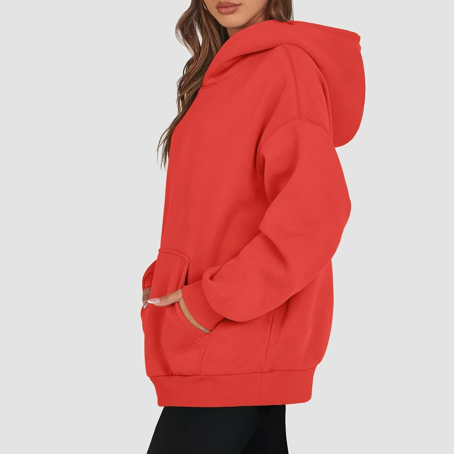 Fleece Hoodies for Women Oversized Preppy Sweatshirt Pullover Lightweight Sweatshirts Winter Sweaters with Pocket