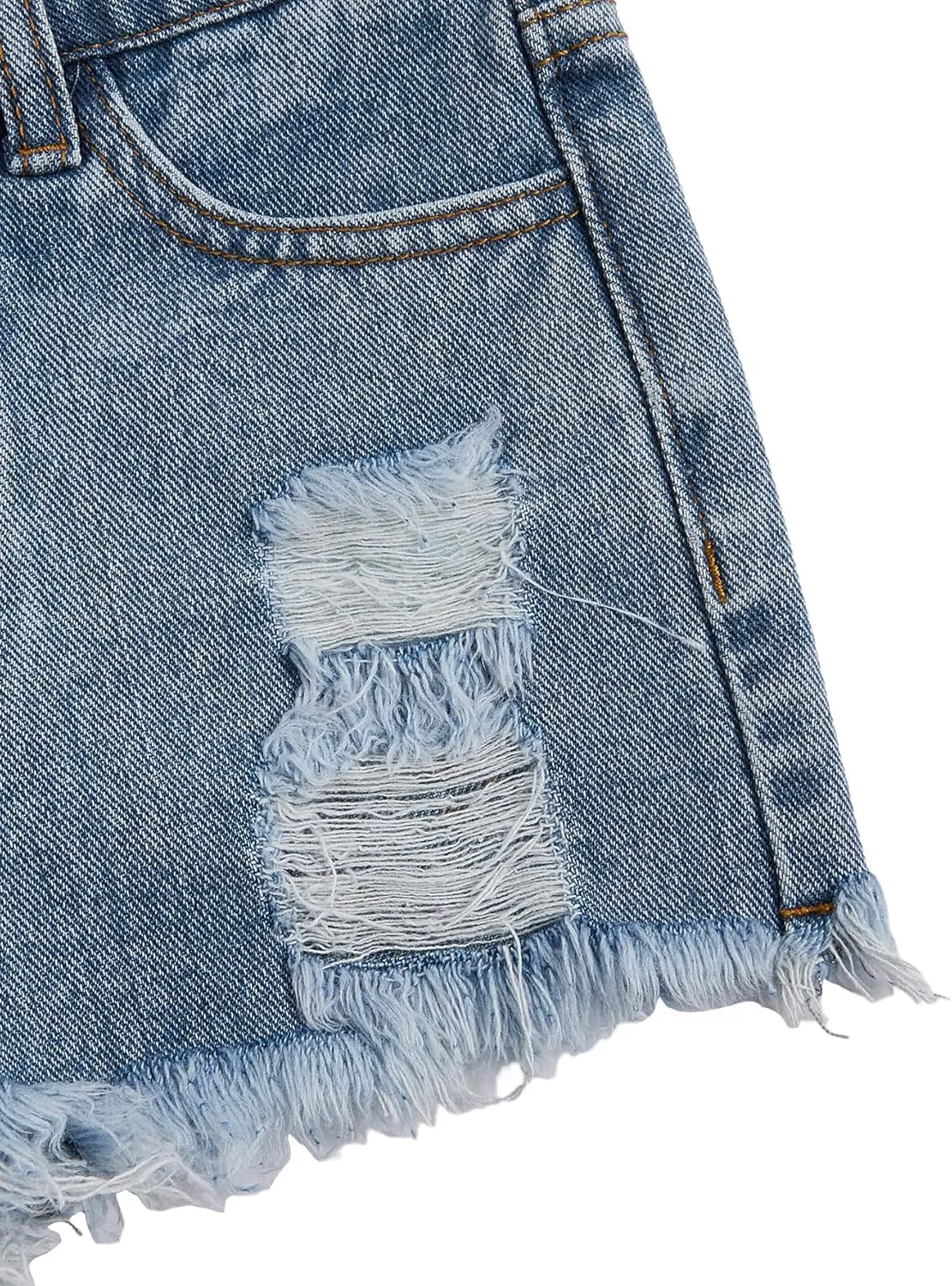 Floerns Girls Ripped Raw Trim Shorts High Waist Straight Leg Denim Shorts