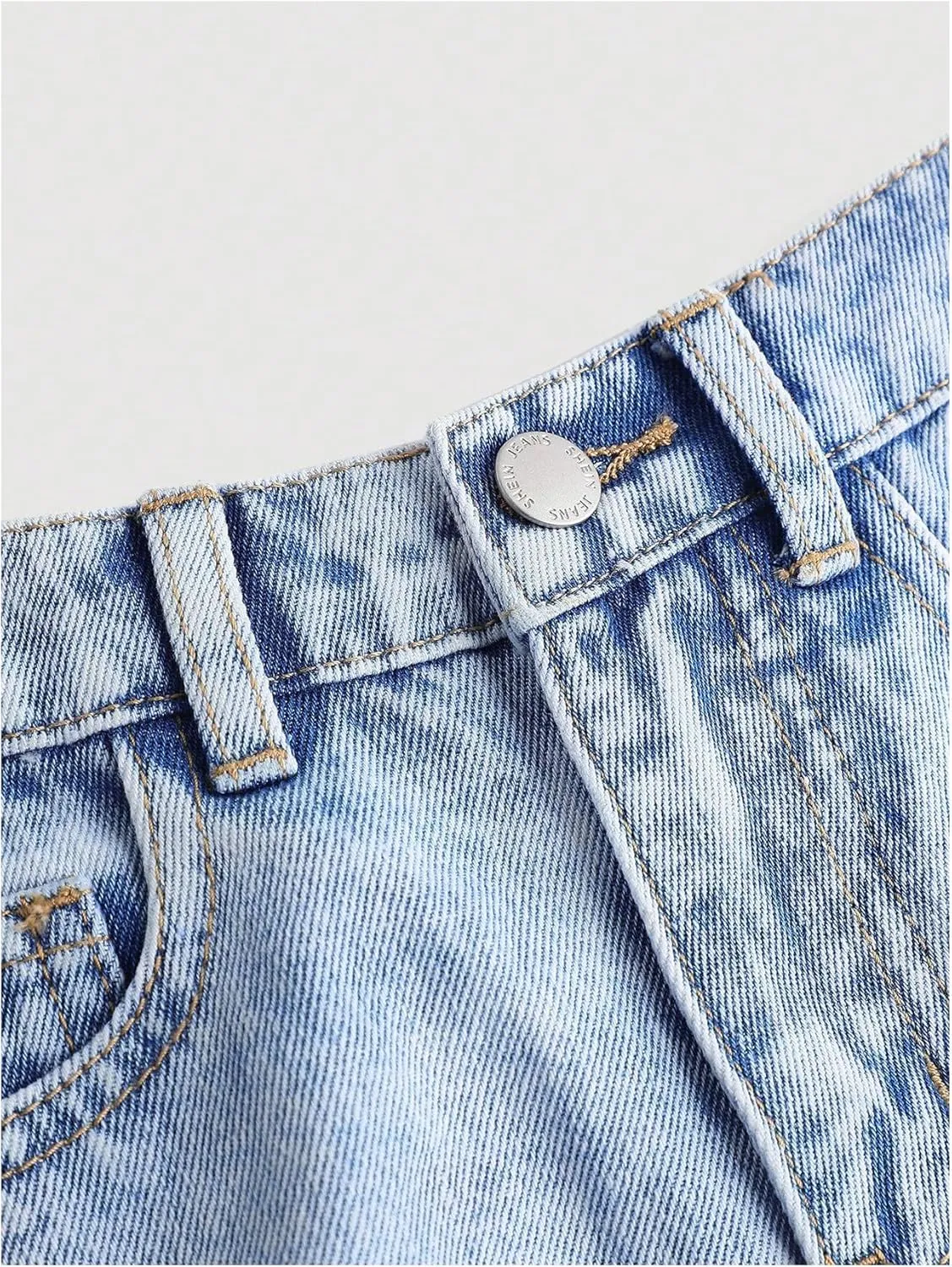 Floerns Girls Ripped Raw Trim Shorts High Waist Straight Leg Denim Shorts