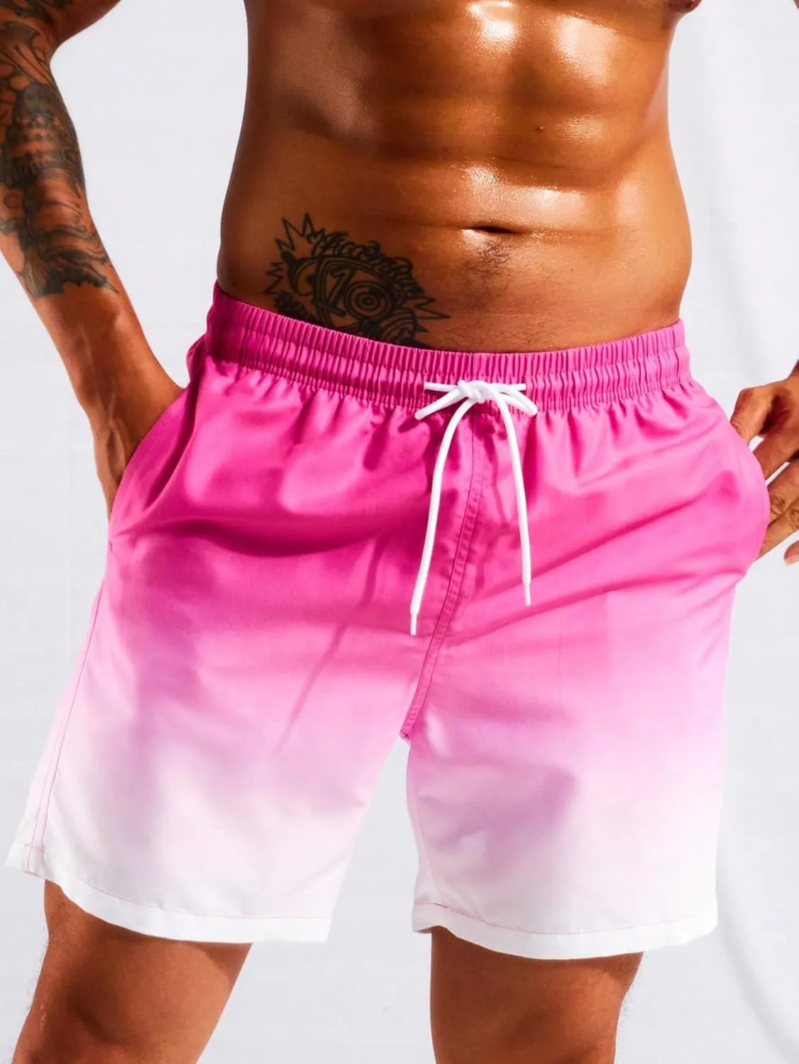 Floerns Men's Swim Trunks with Compression Quick Dry Shorts Swim Board Shorts