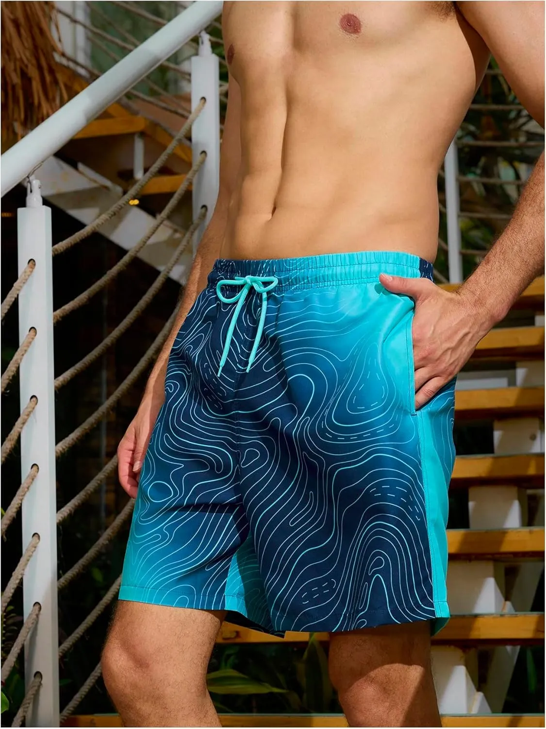 Floerns Men's Swim Trunks with Compression Quick Dry Shorts Swim Board Shorts