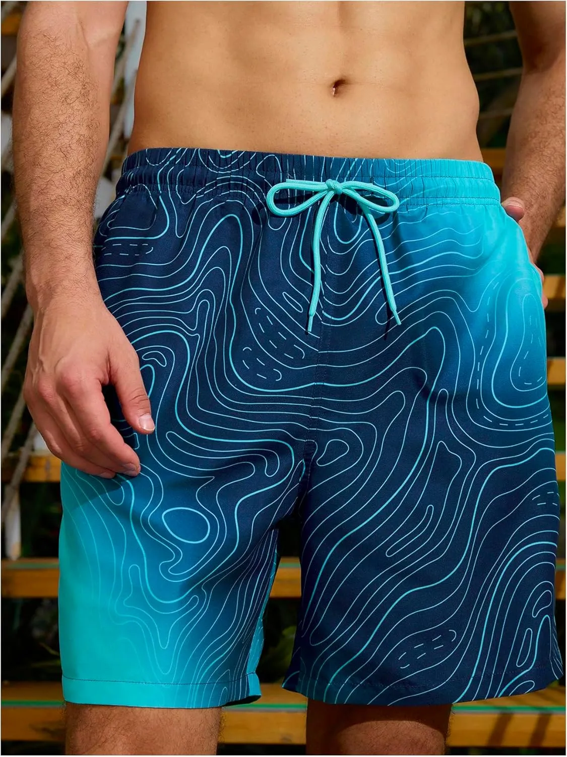 Floerns Men's Swim Trunks with Compression Quick Dry Shorts Swim Board Shorts