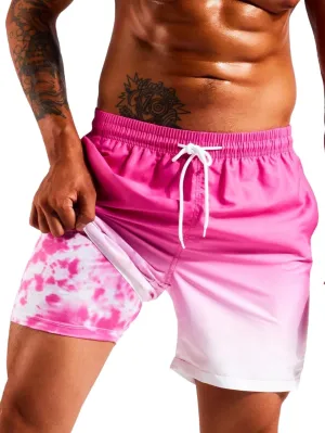 Floerns Men's Swim Trunks with Compression Quick Dry Shorts Swim Board Shorts