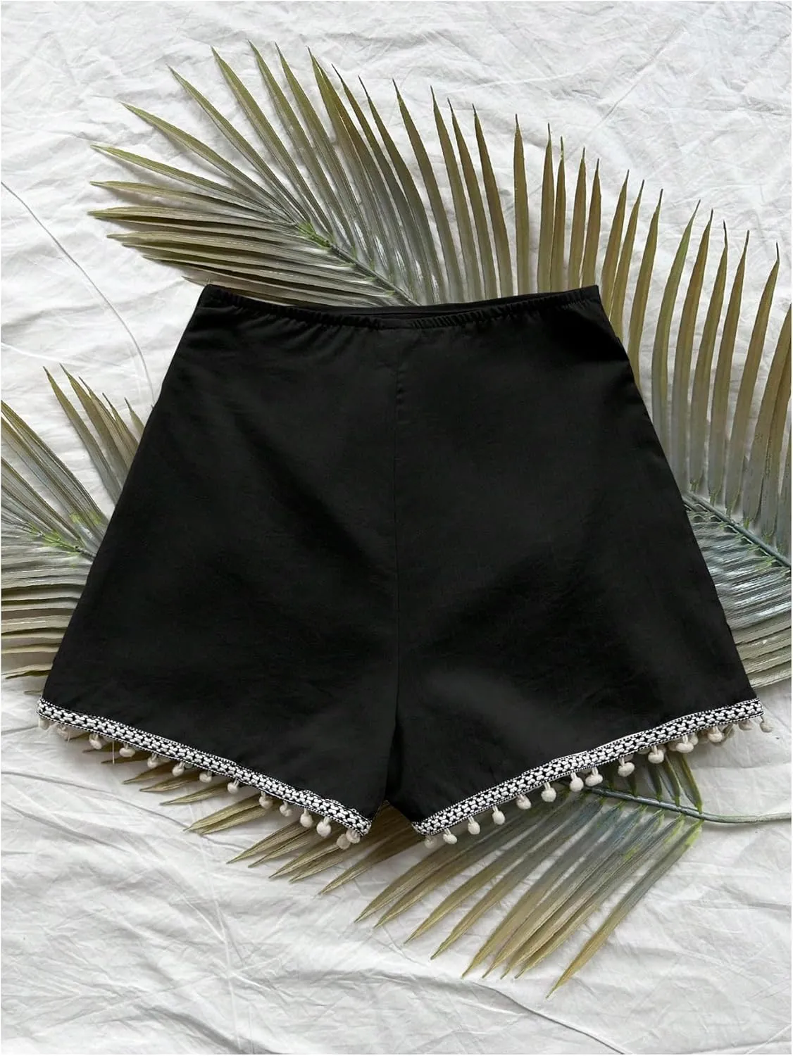 Floerns Women's Asymmetrical Hem Wrap Skirt Shorts Drawstring Side Tassel Binding Skort Shorts