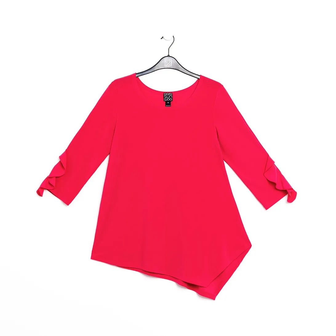 Flutter Cuff Angle Vent Tunic - Hot Pink - Final Sale!