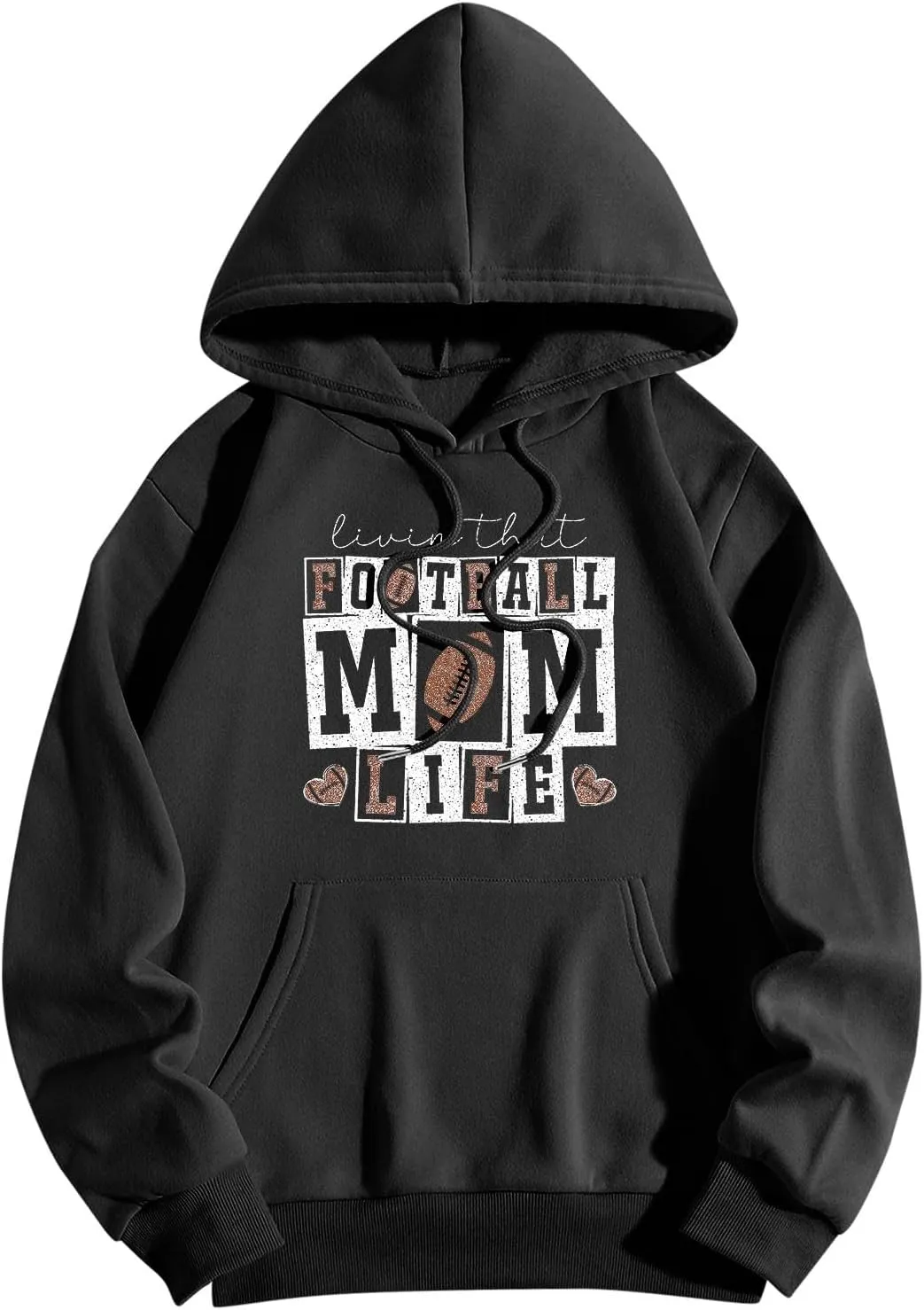 Football Mom Sweatshirt for Women Oversized Graphic Hoodies with Pockets Long Sleeve Drawstring Hooded Pullover