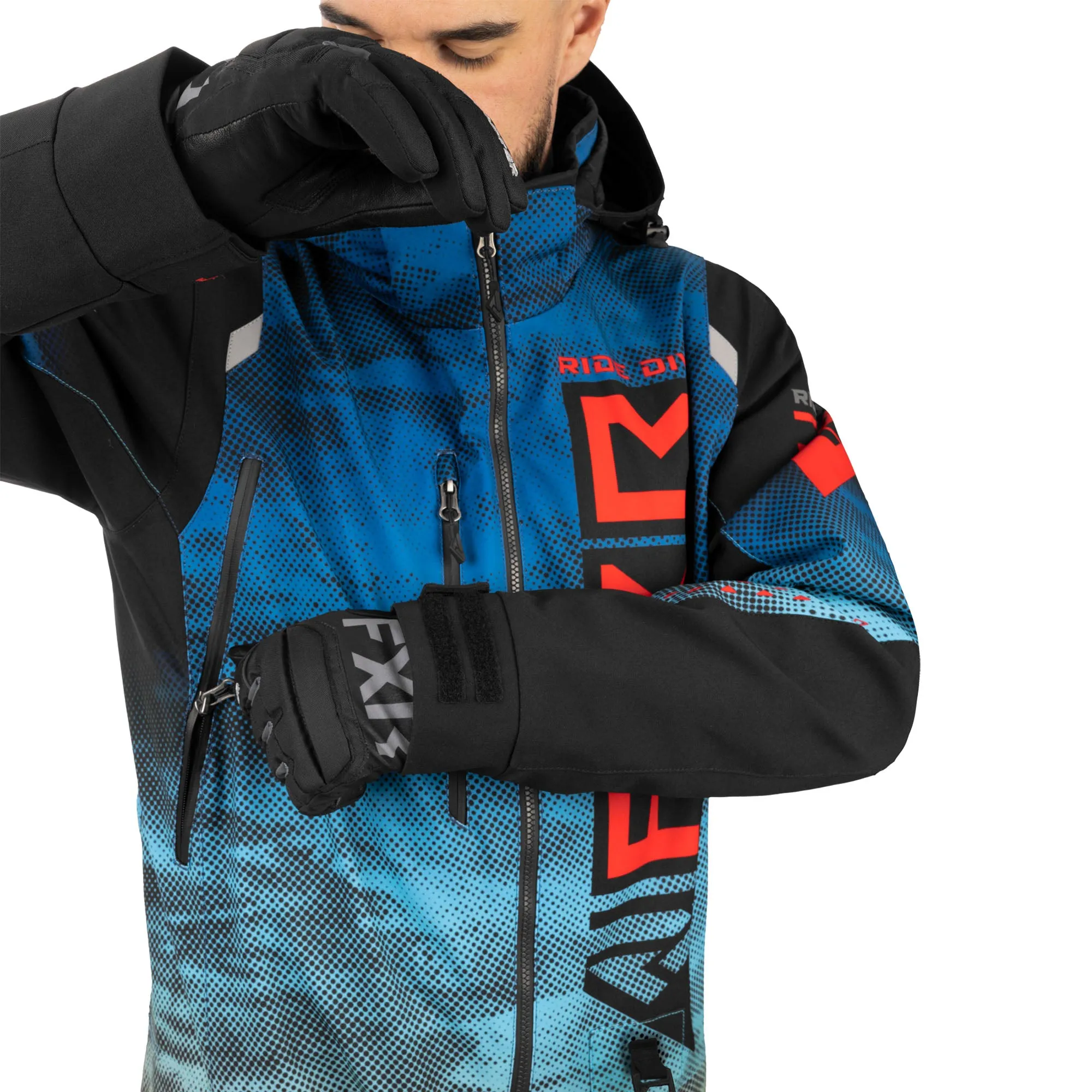 FXR Helium Insulated Snowmobile Monosuit Blue-Red Haze