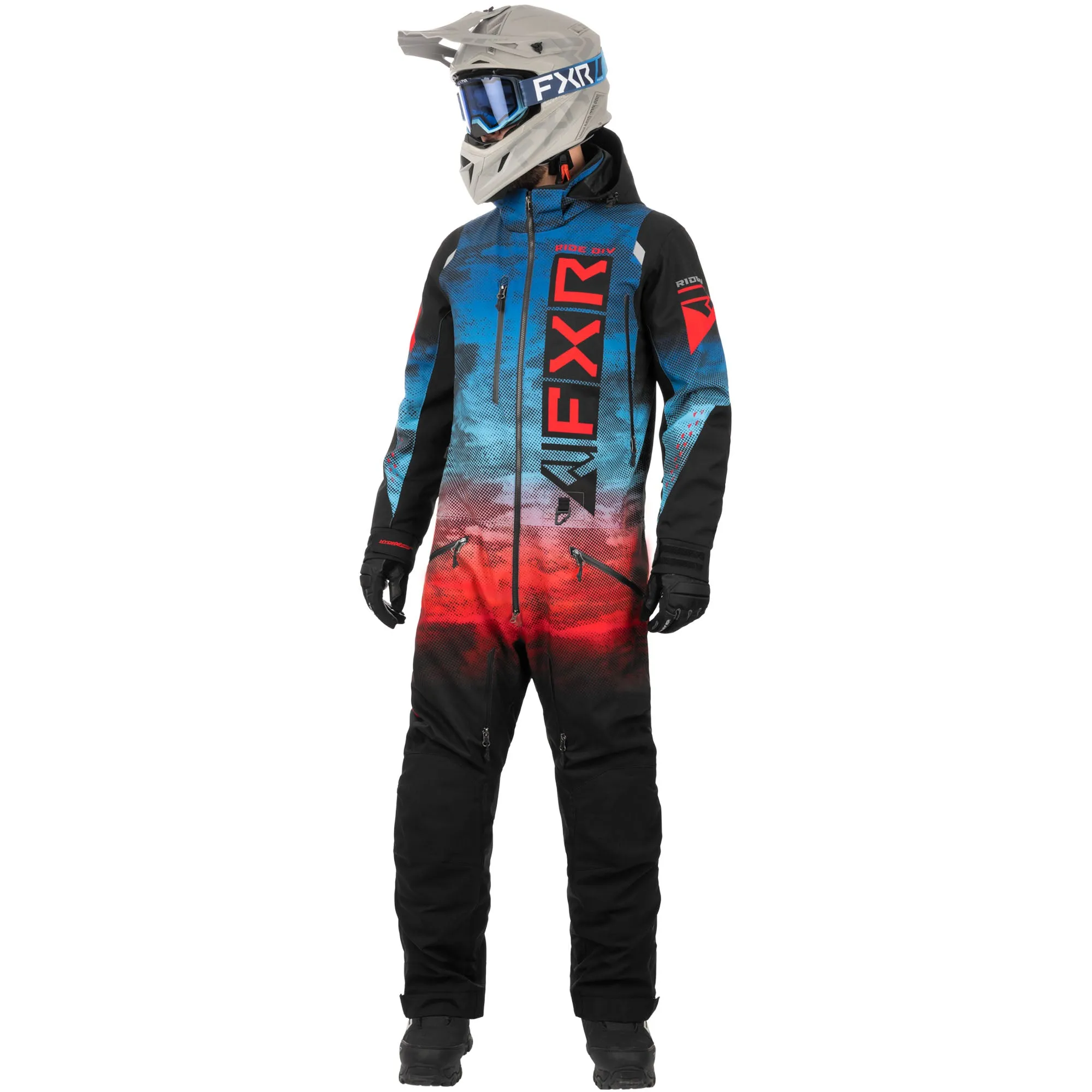 FXR Helium Insulated Snowmobile Monosuit Blue-Red Haze