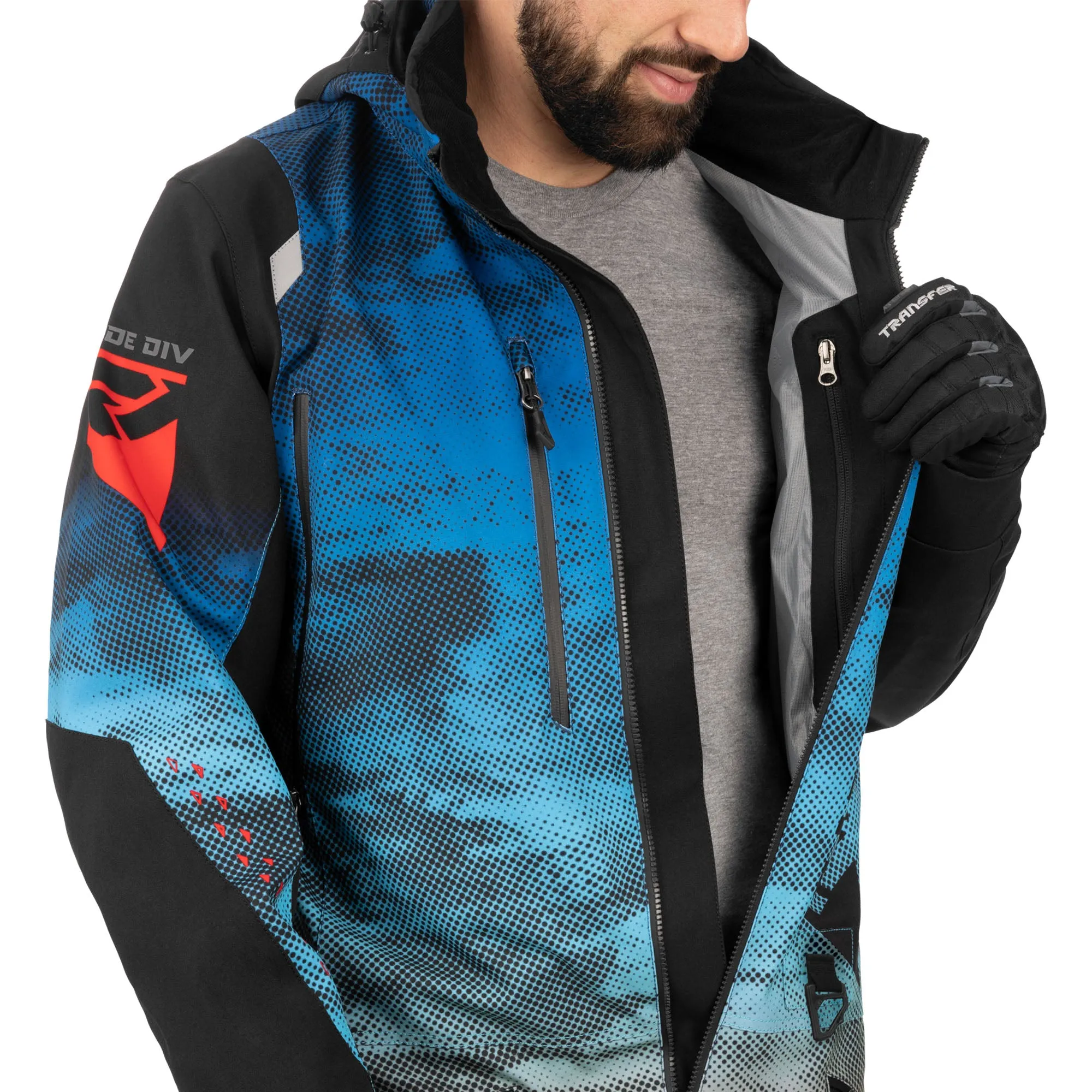 FXR Helium Insulated Snowmobile Monosuit Blue-Red Haze