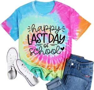 FYAPHION Last Day of School Teacher Shirt Womens Schools Out for Summer T-Shirt Teacher Appreciation Gift