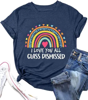FYAPHION Last Day of School Teacher Shirt Womens Schools Out for Summer T-Shirt Teacher Appreciation Gift