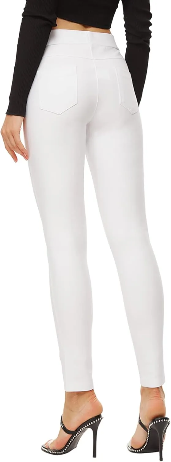 Ginasy Dress Pants for Women Business Casual Stretch Pull On Work Office Dressy Leggings Skinny Trousers with Pockets