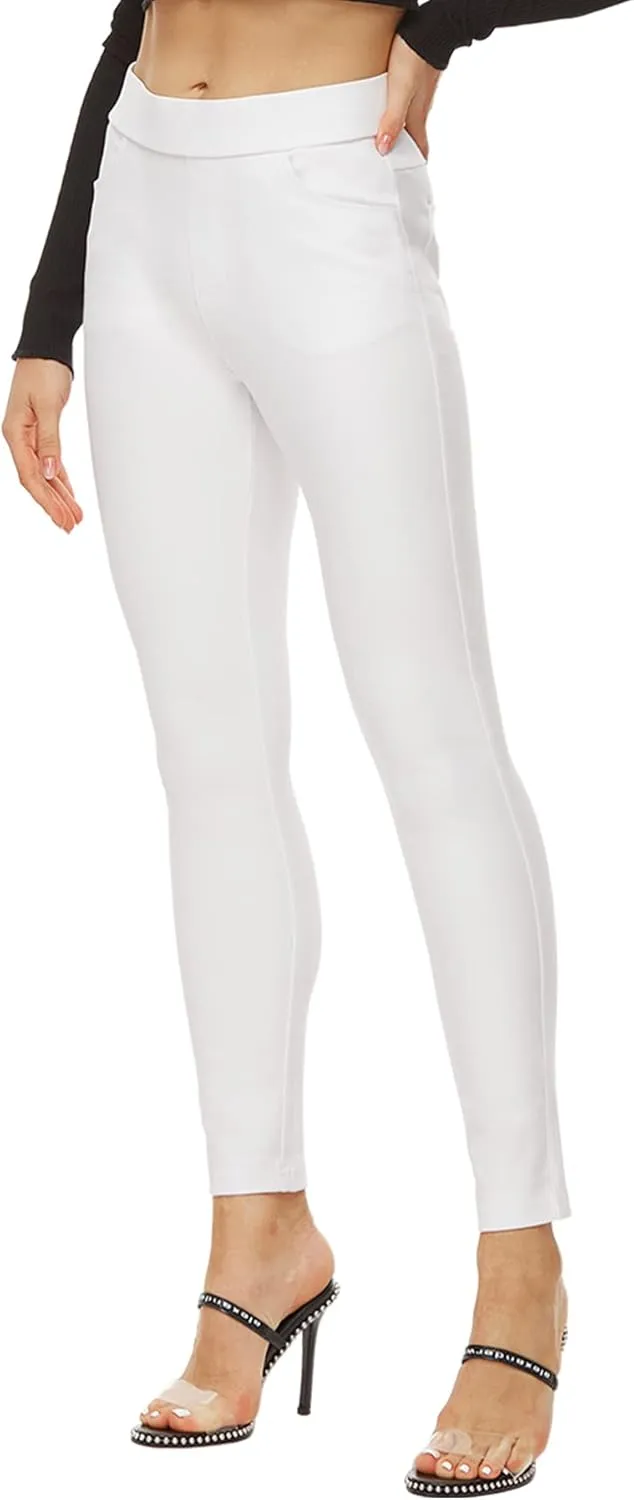 Ginasy Dress Pants for Women Business Casual Stretch Pull On Work Office Dressy Leggings Skinny Trousers with Pockets
