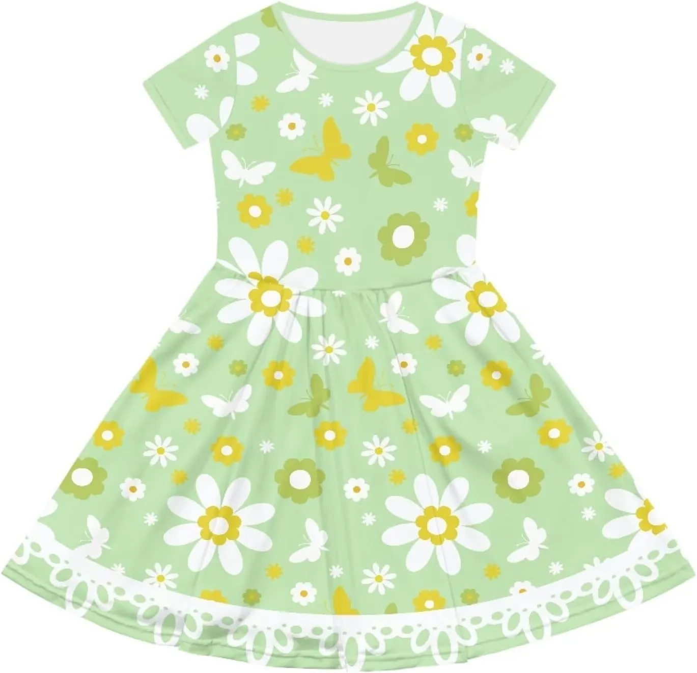 Girls Summer Dress Short Sleeve Party Dresses for Girls 2-14