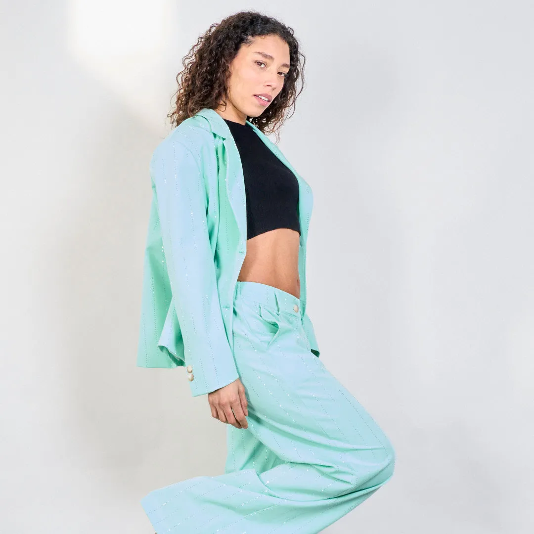 Glitter-embellished cropped blazer wholesale