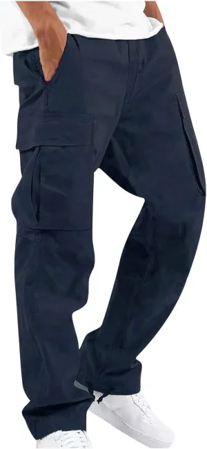 GOFULY Cargo Pants for Men Casual Drawstring Elastic Waist Baggy Sweatpants with Pocket Work Pants Athletic Joggers Trouser
