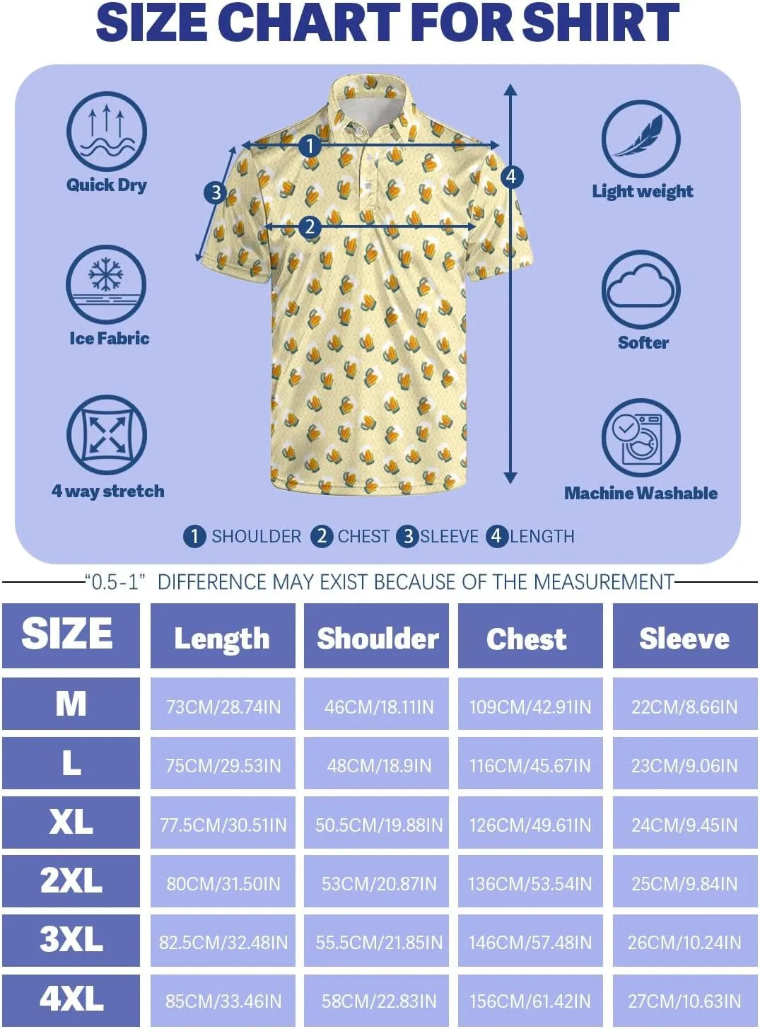 Golf Polo Shirts for Men Funny Print Quick Dry Short Sleeve Performance Golf Shirts Moisture Wicking Polo Shirts