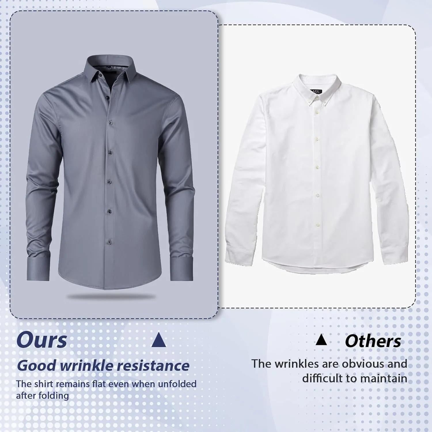 Gollnwe Men's Dress Shirt French Cuff Shirt for Men Slim Fit Stretch Spread Collar with Metal Cufflink