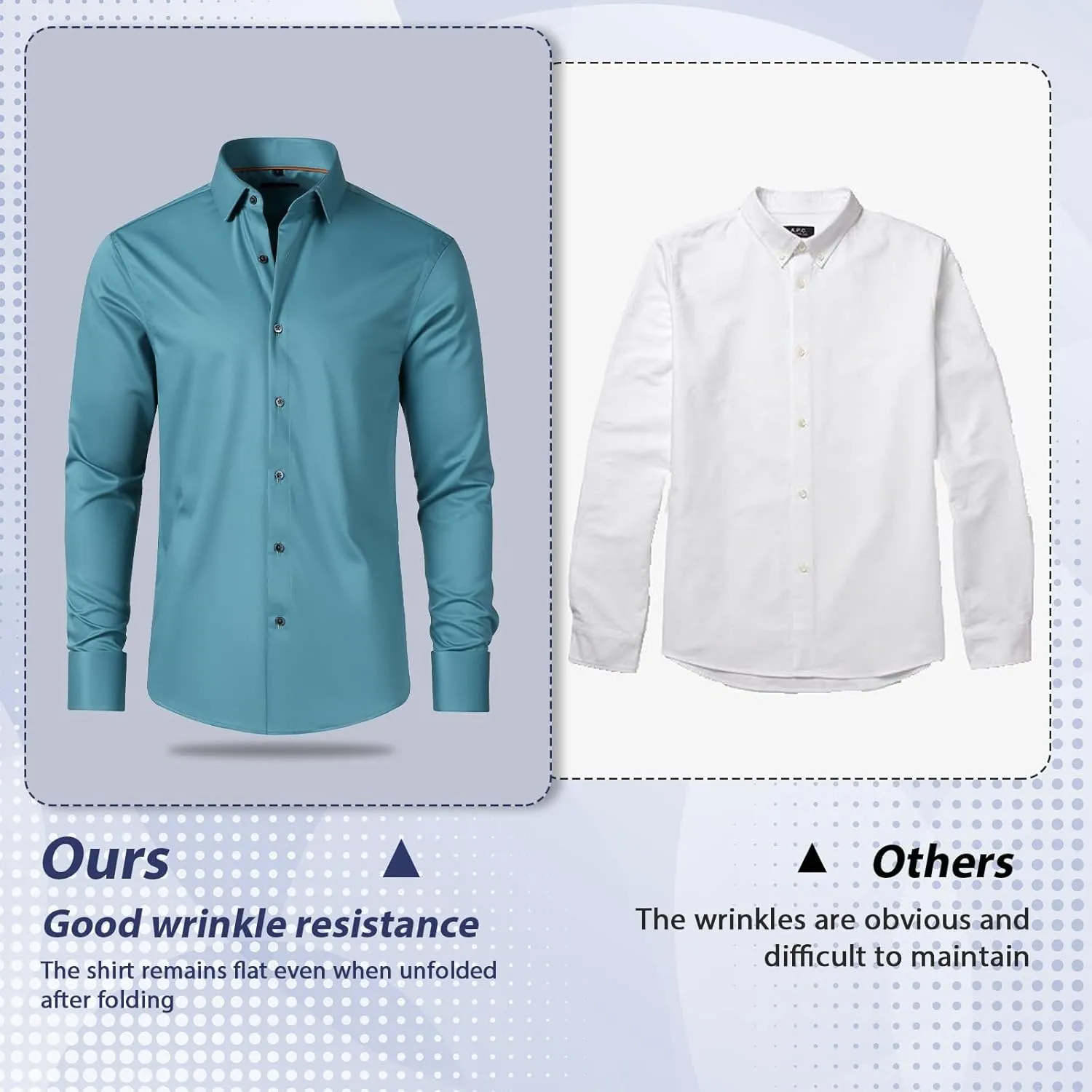 Gollnwe Men's Dress Shirt French Cuff Shirt for Men Slim Fit Stretch Spread Collar with Metal Cufflink