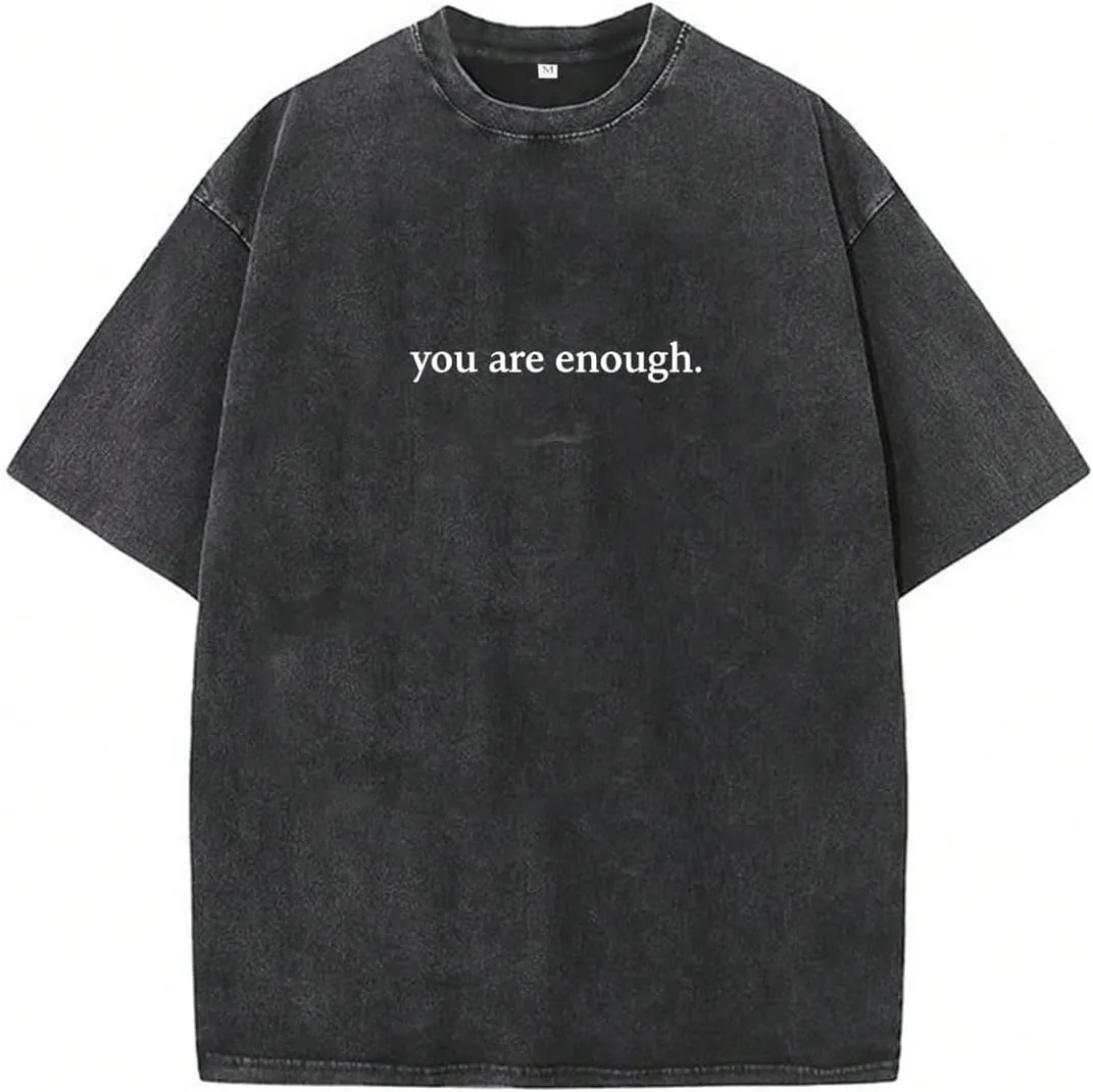 GORGLITTER Men's Slogan Print Short Sleeve Oversized T Shirt Casual Short Sleeve Drop Shoulder Loose Fit Tee Shirt