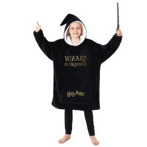 Harry Potter Black Hoodie for Girls, Fleece Oversized Hoodie Blanket