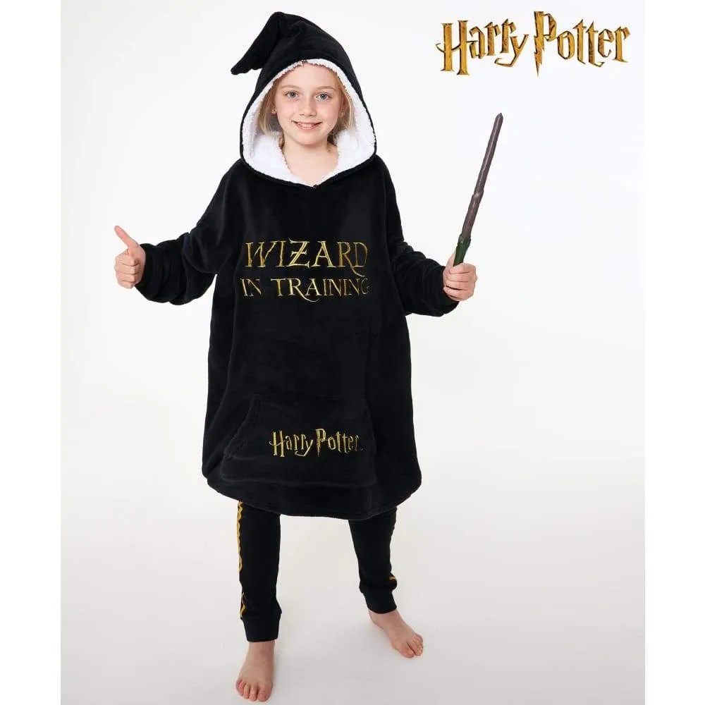 Harry Potter Black Hoodie for Girls, Fleece Oversized Hoodie Blanket