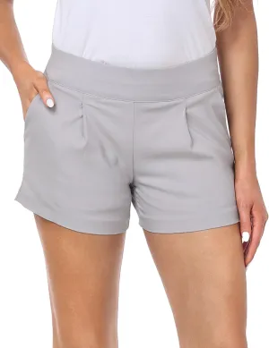 HDE Women's Dress Shorts 3" Inseam Elastic High Waisted Dressy Summer Shorts