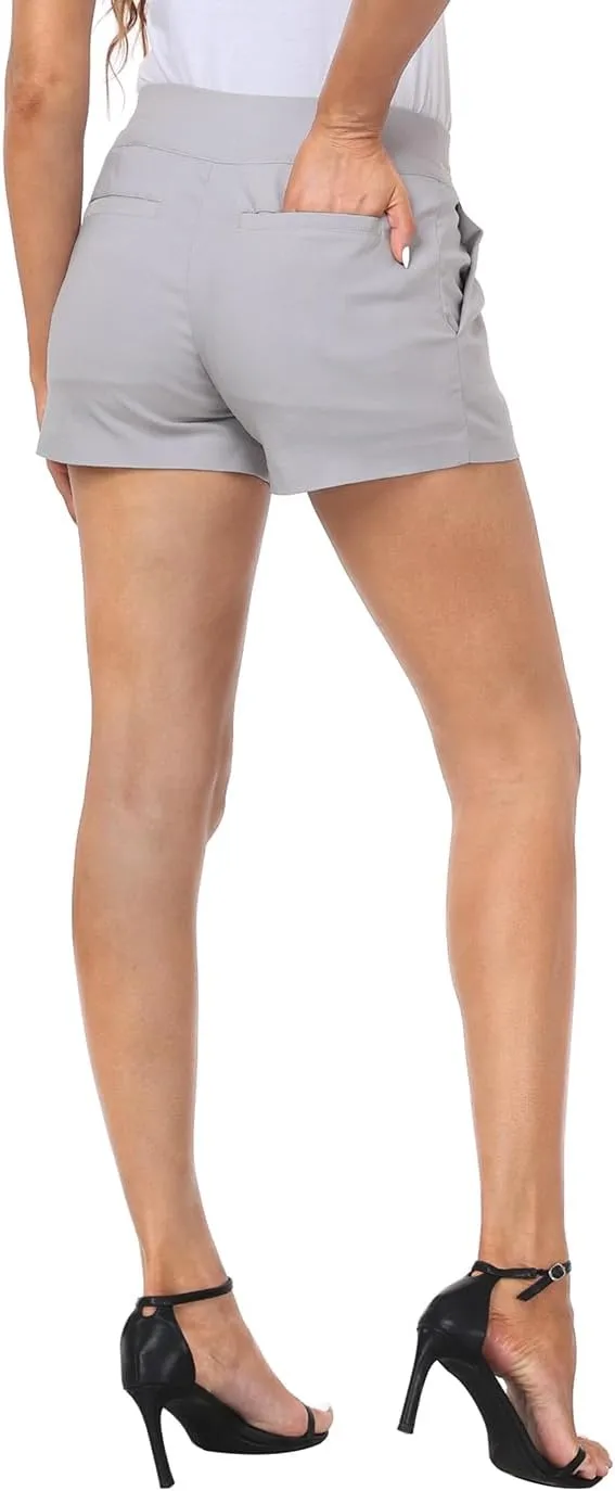 HDE Women's Dress Shorts 3" Inseam Elastic High Waisted Dressy Summer Shorts