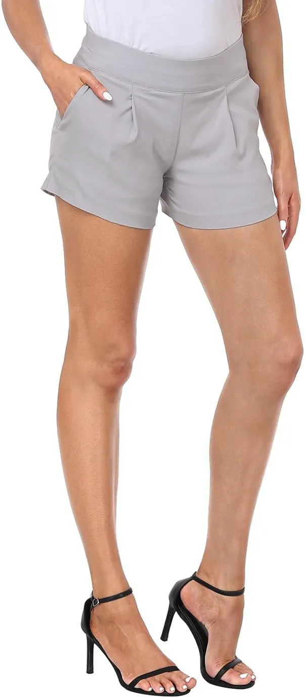 HDE Women's Dress Shorts 3" Inseam Elastic High Waisted Dressy Summer Shorts