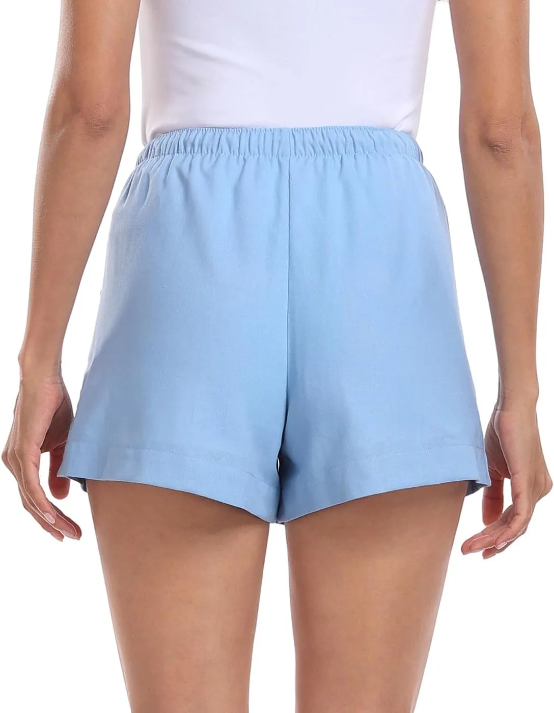 HDE Women's Linen Blend Drawstring Shorts High Waisted 4" Inseam Summer Shorts
