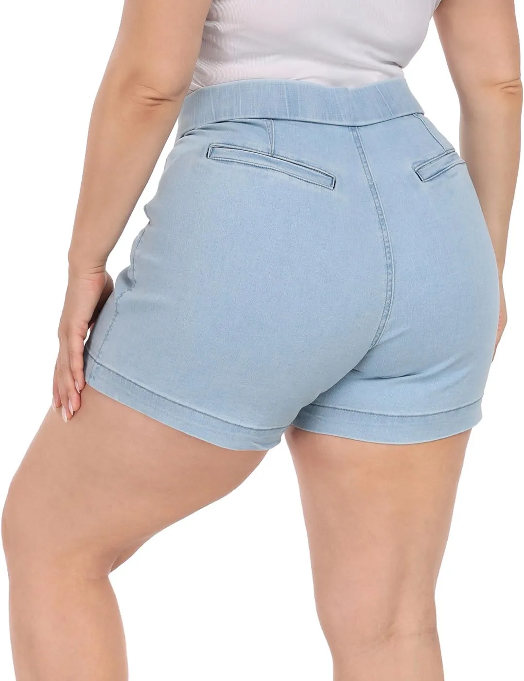 HDE Women's Plus Size Jean Shorts High Waisted Stretch Denim Pull On Shorts