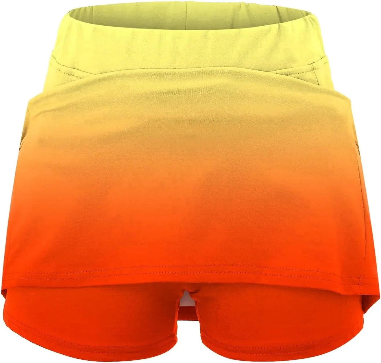 HGps8w Women's Gradient Tennis Skirt with Bulit in Shorts, Mid Waist Workout Running Golf Athletic Activewear Skorts