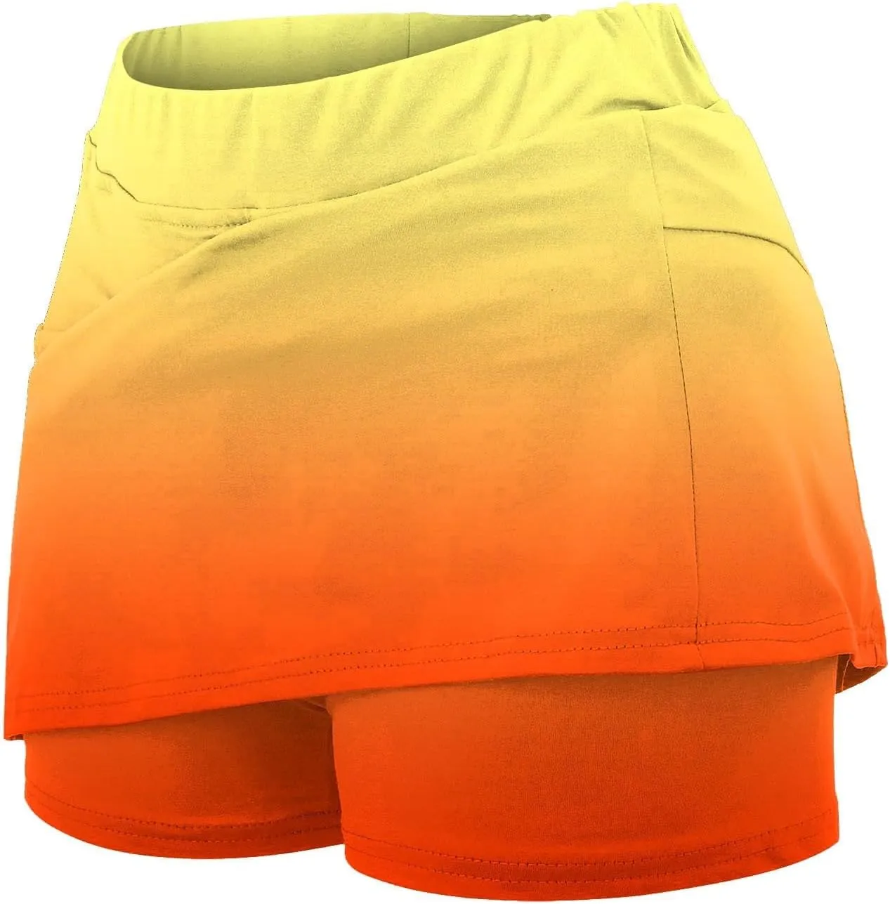 HGps8w Women's Gradient Tennis Skirt with Bulit in Shorts, Mid Waist Workout Running Golf Athletic Activewear Skorts