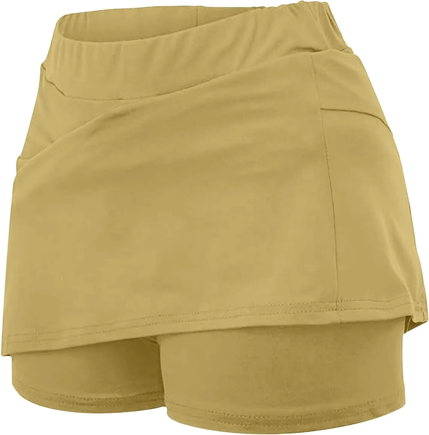 HGps8w Women's Tennis Skirt with Bulit in Shorts, Solid Color Casual Workout Running Golf Athletic Activewear Skorts