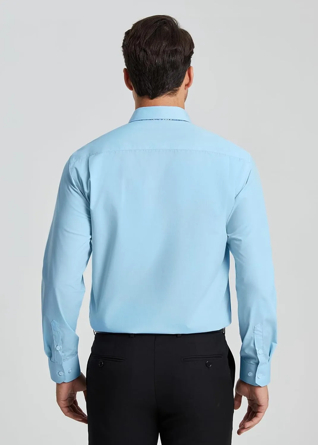 HISDERN Mens Dress Shirt with Tie Pocket Square Set Classic Button Down Shirt Matching Tie Long Sleeve Shirts