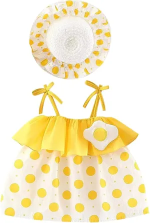 IBTOM CASTLE Baby Girls Party Summer Tutu Dresses Backless Bowknot Flower w/Straw Hat Princess Party Sundress