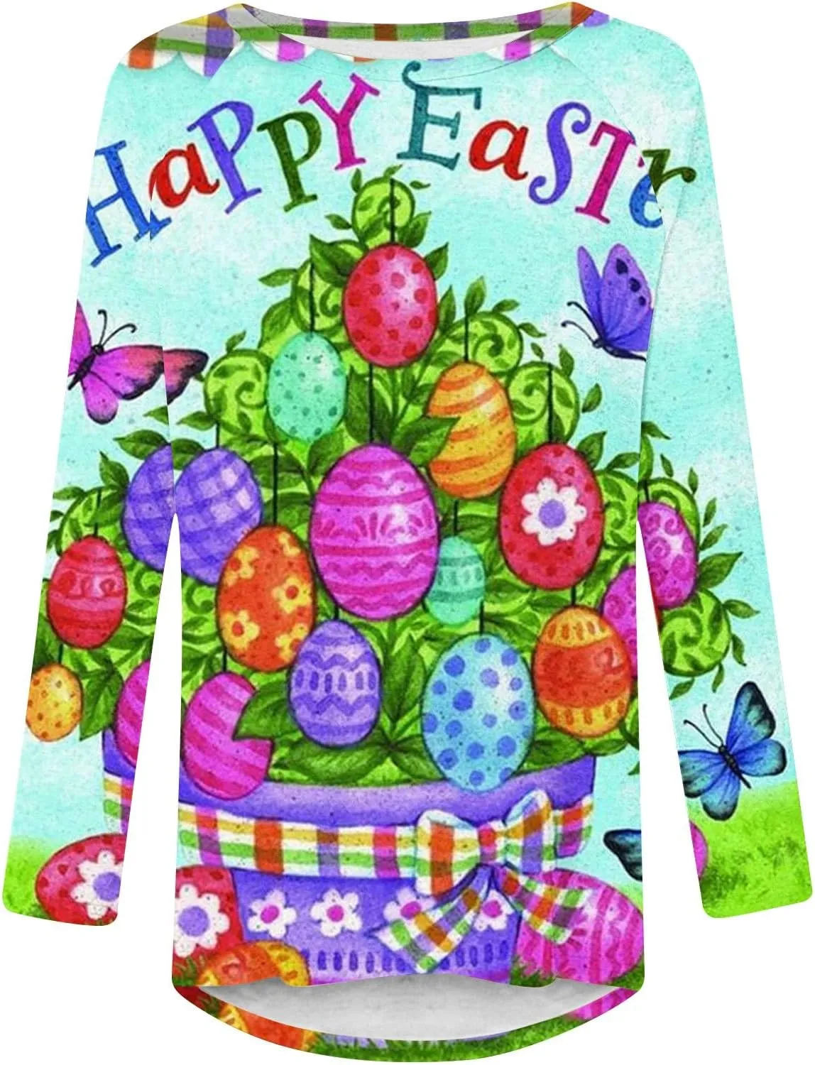 Jesus Sweatshirt Round Neck Easter Bunny Festival Happy Easter Printed Long Sleeve Loose Casual T Shirt Christian