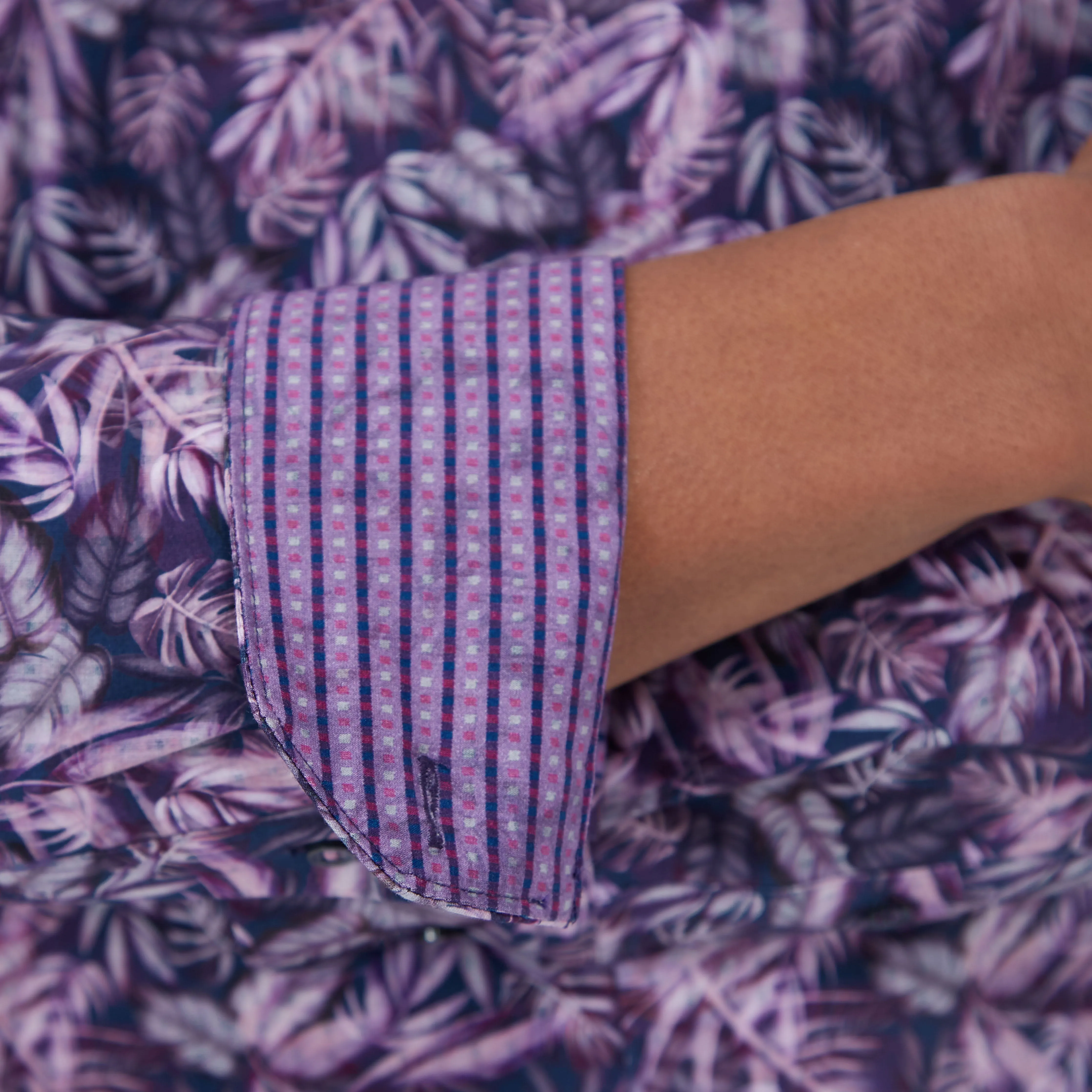 Jimmy Double Sided Leaf Print/Striped OoohCotton Shirt