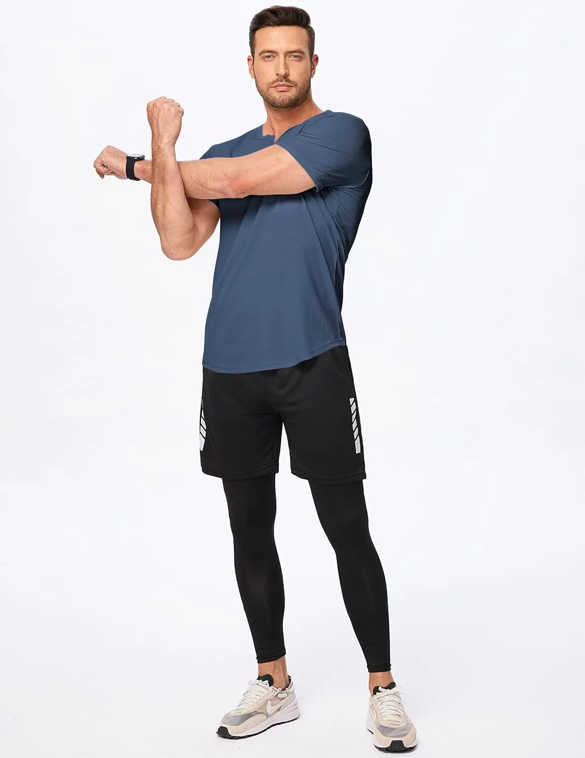 JMIERR Men's Muscle V-Neck T Shirt Short Sleeve Longline Ribbed Henley Shirt Gym Workout Athletic Tee Shirts