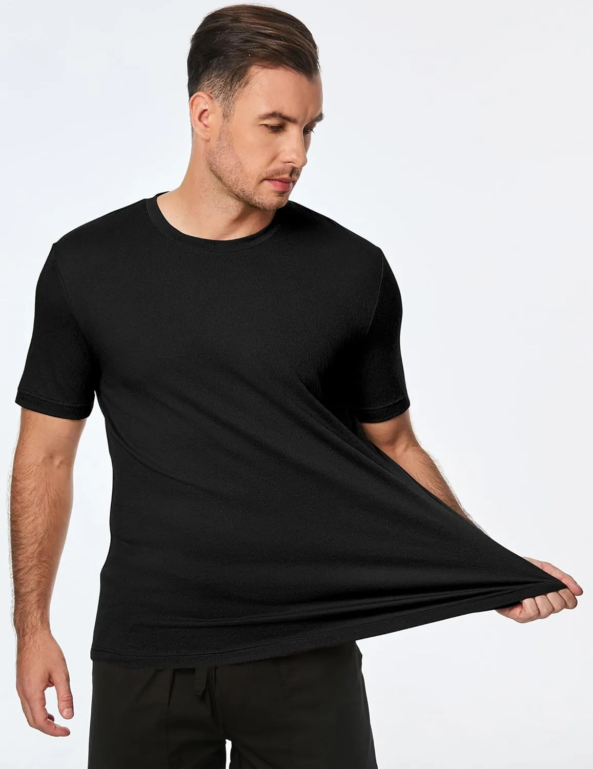 JMIERR Mens T-Shirt Short Sleeve Muscle Textured Knit Crewneck Slim T Shirt Gym Workout Athletic Tee Shirts