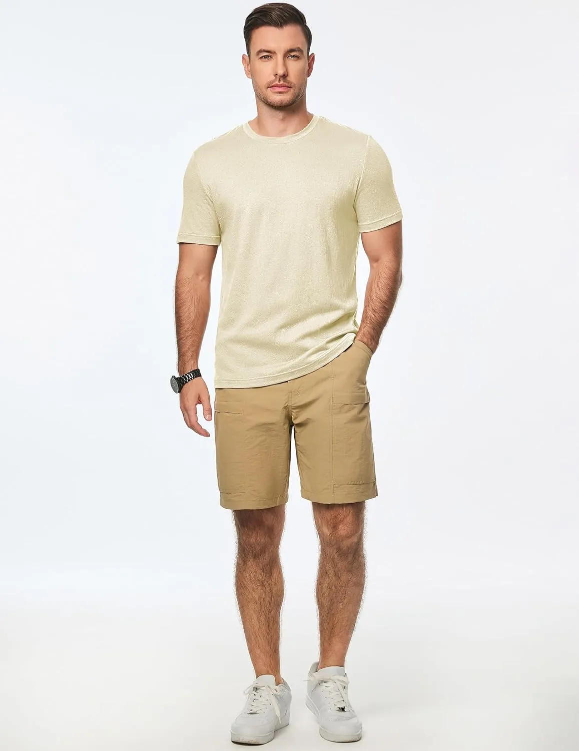 JMIERR Mens T-Shirt Short Sleeve Muscle Textured Knit Crewneck Slim T Shirt Gym Workout Athletic Tee Shirts