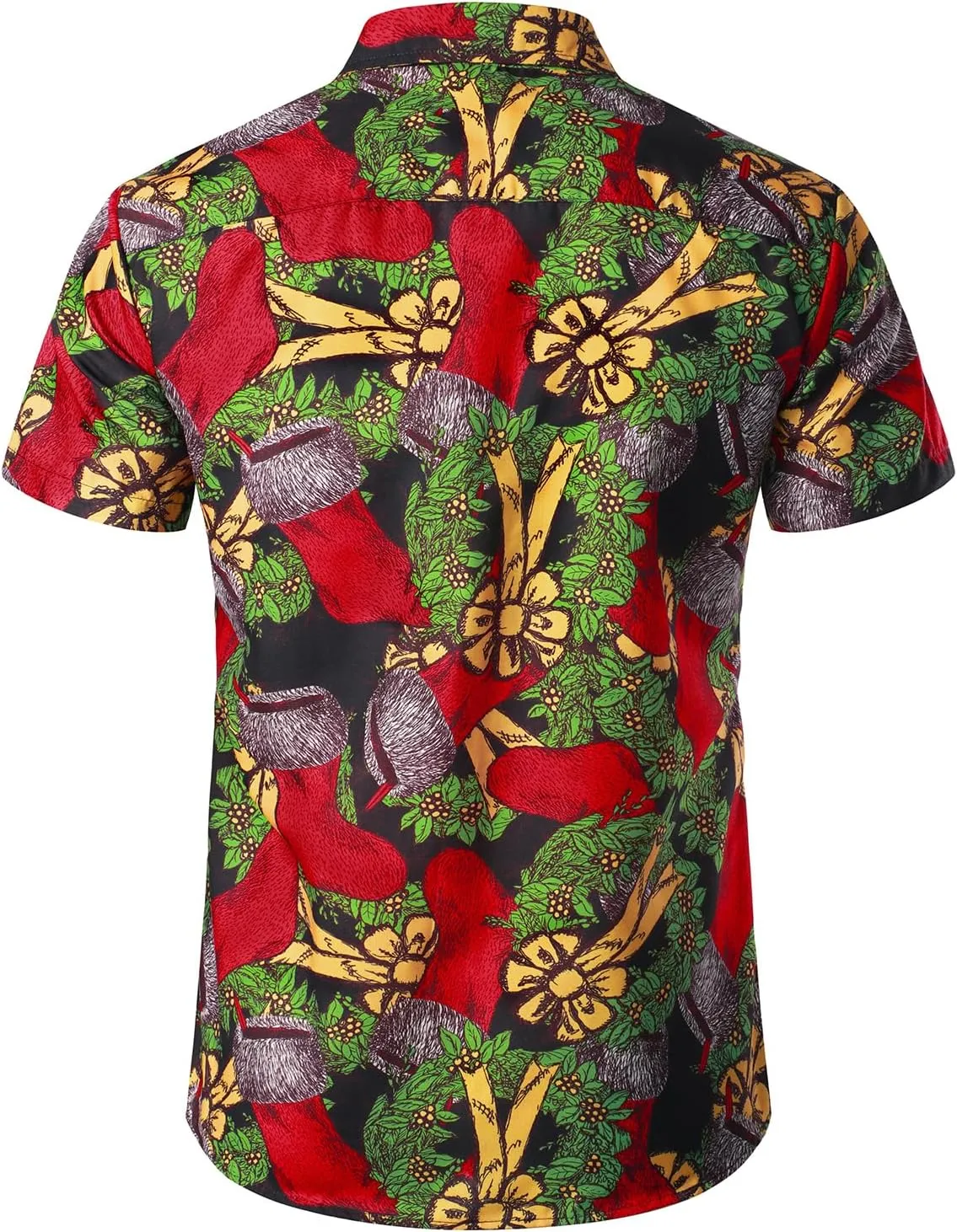 JOGAL Men's Christmas Shirt Santa Claus Party Flamingo Casual Hawaiian Shirts