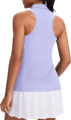 JoyGirl Womens Golf Shirt Sleeveless Polo Shirts Racerback Collared Tennis Shirt Zip up Quick Dry Athletic Tank Tops