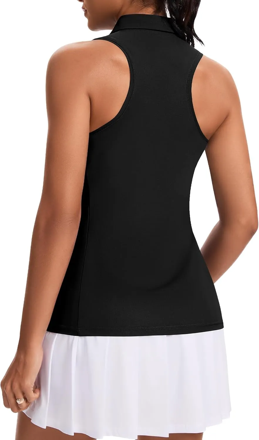 JoyGirl Womens Golf Shirt Sleeveless Polo Shirts Racerback Collared Tennis Shirt Zip up Quick Dry Athletic Tank Tops