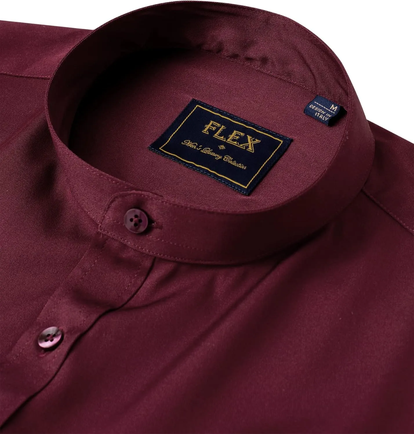 J.VER Mens Banded Collar Dress Shirts Long Sleeve Button Down Mandarin Collar Shirt Solid Stretch Shirt with Pocket