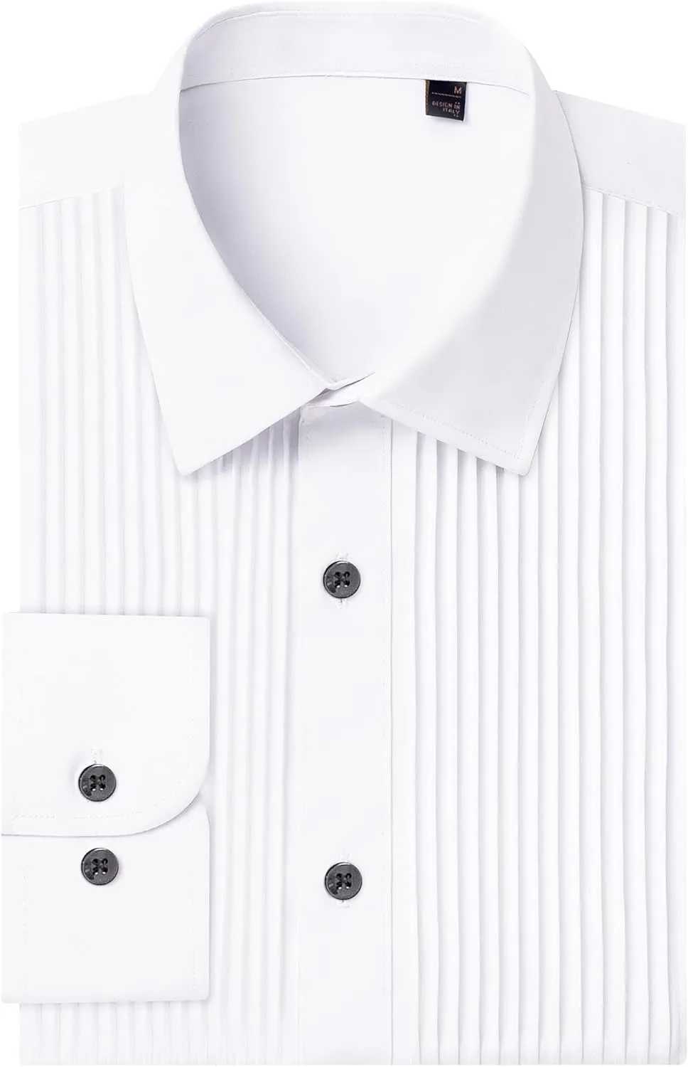 J.VER Men's Tuxedo Shirt Formal Dress Shirt Pleated Long Sleeve Button Down Shirts for Prom Party Wedding